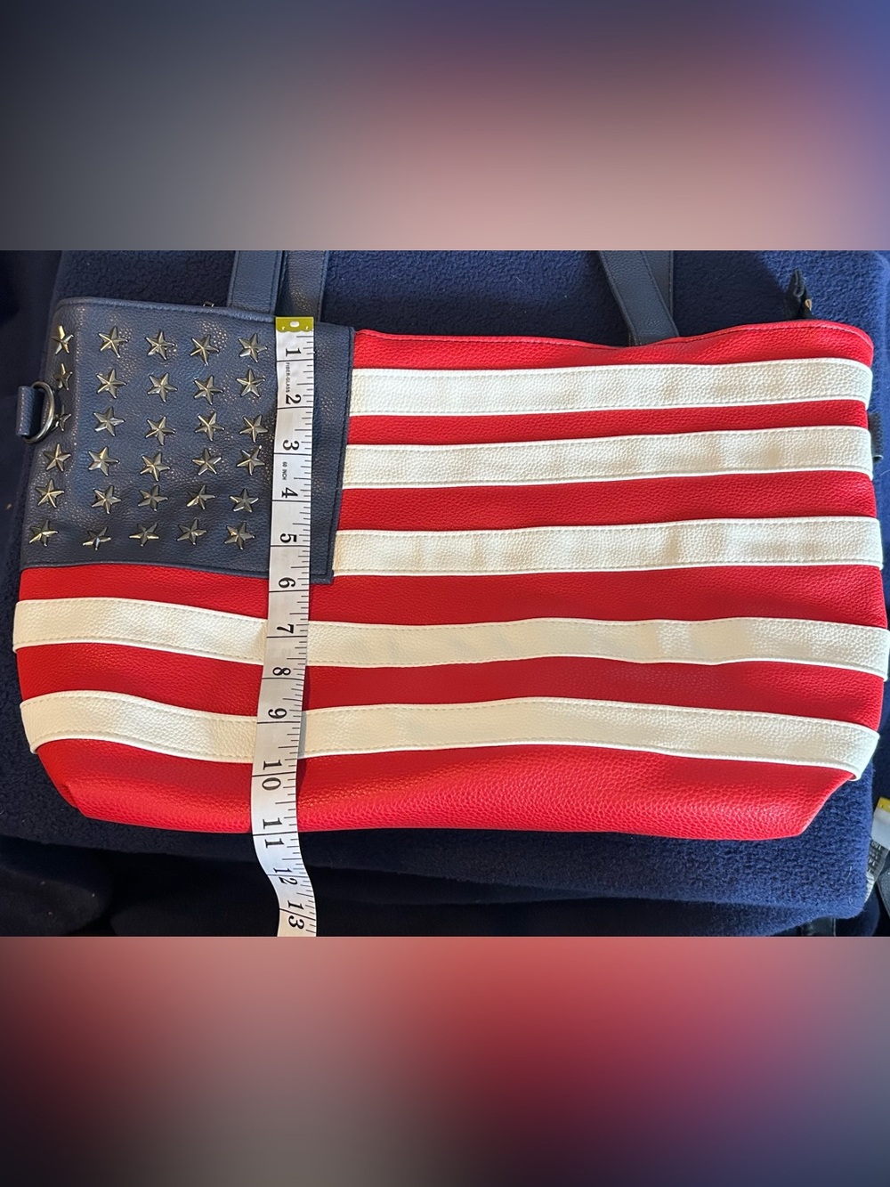 Femina American Flag Tote Bag NWT Red White Blue Patriotic Shoulder Purse - Picture 10 of 13